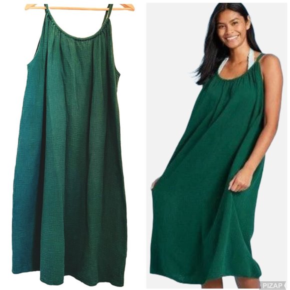 Kona Sol Other - Kona Sol Midi Swim Cover Up Gauzy Cotton Dress
